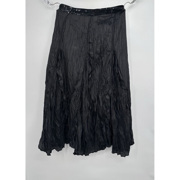 Carol  Litt VTG Black Crinkle gothic Elastic Stretch Maxi Skirt y2k Whimsigoth M - Picture 3 of 9
